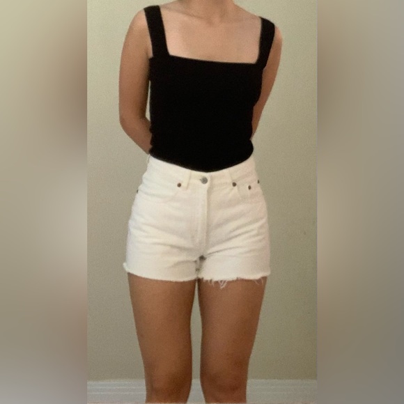 Cheap Monday White Denim Shorts - Picture 2 of 5